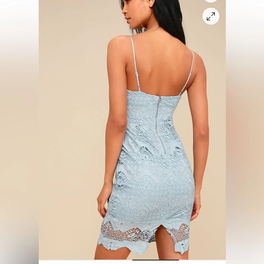 Lulus Lace crochet baby Blue Dress NWT - Picture 2 of 5